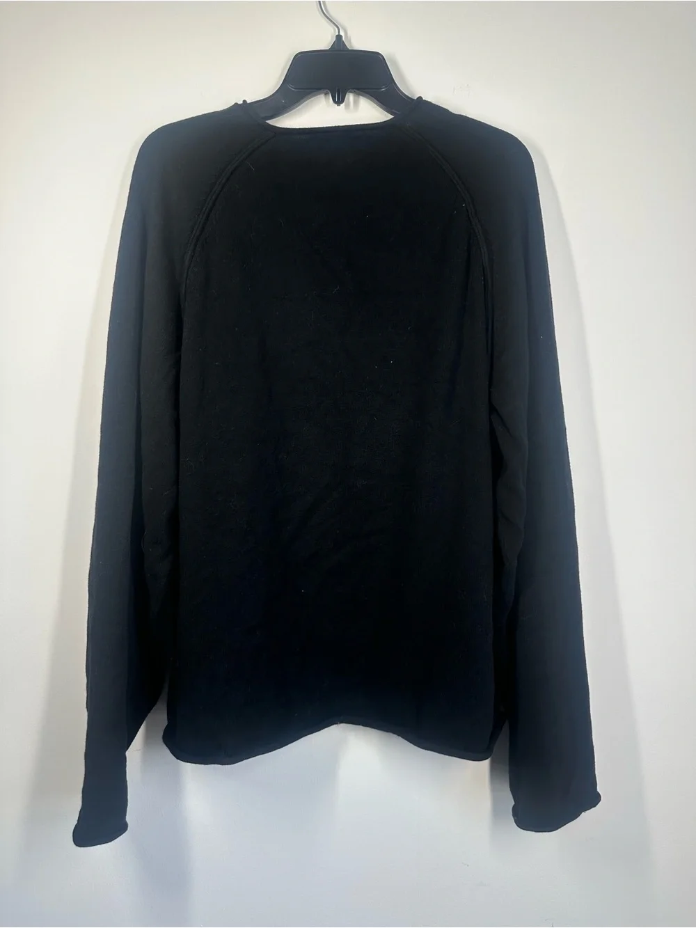 Stüssy Black Raglan Crewneck Sweatshirt Embroidered Logo Size Large